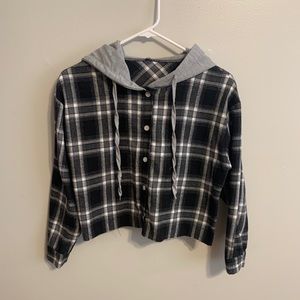 Cropped Flannel with Hood